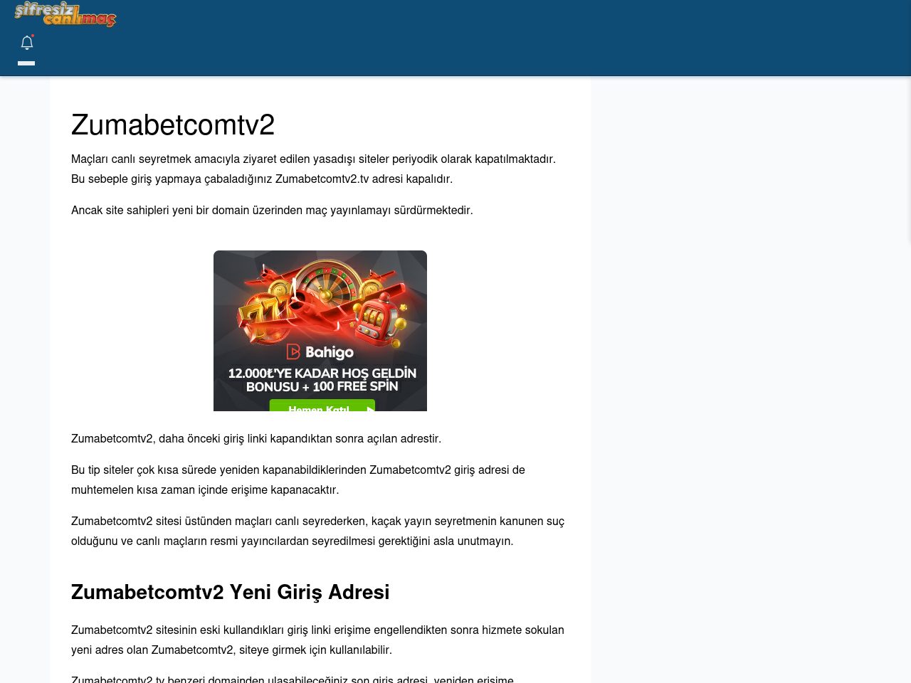 Zumabetcomtv2 Maç İzle - Şifresiz canlı maç izle