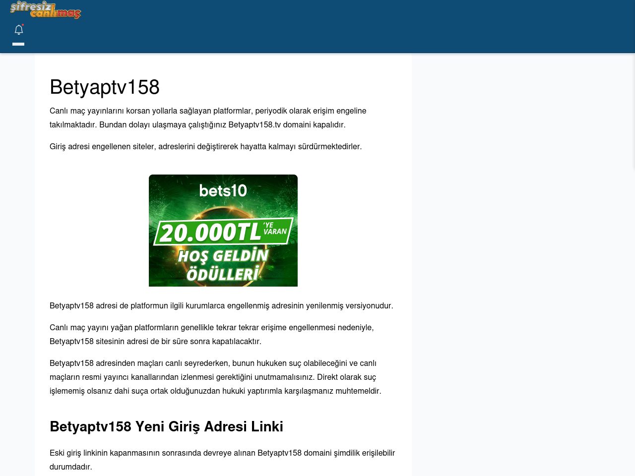 Betyaptv158 Maç İzle - Şifresiz canlı maç izle