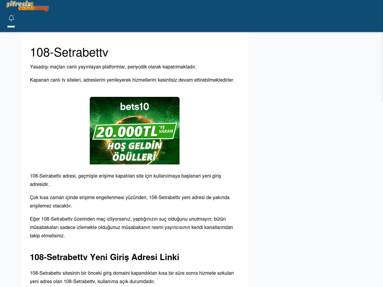 108-Setrabettv Canlı Maç - Şifresiz canlı maç izle