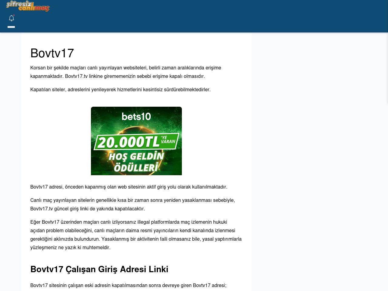 Bovtv17 Maç İzle - Şifresiz canlı maç izle