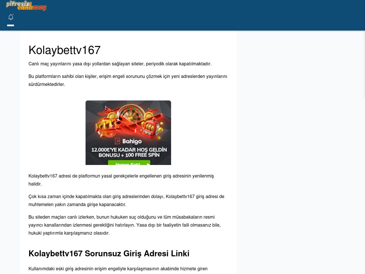 Kolaybettv167 Canlı Maç - Şifresiz canlı maç izle