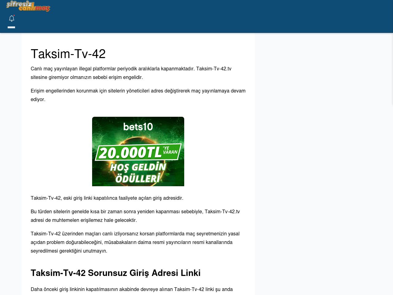 Taksim-Tv-42 Canlı Maç İzle - Şifresiz canlı maç izle