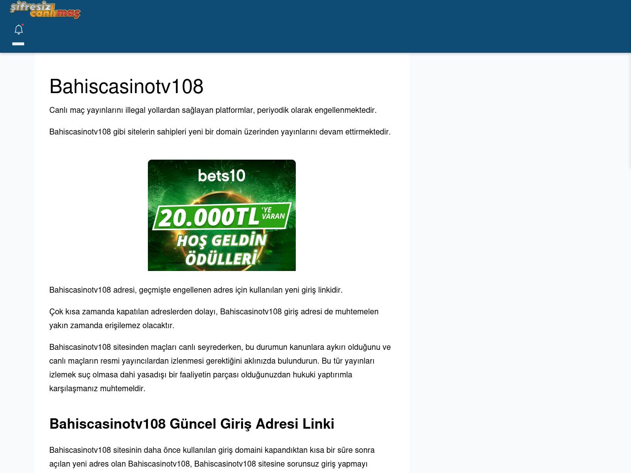 Bahiscasinotv108 Canlı Maç İzle - Şifresiz canlı maç izle