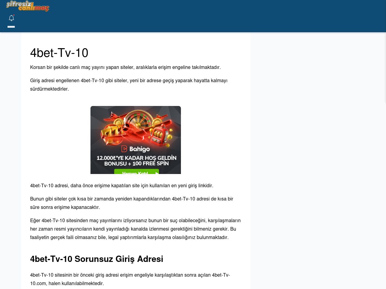 4bet-Tv-10 Güncel Giriş - Şifresiz canlı maç izle