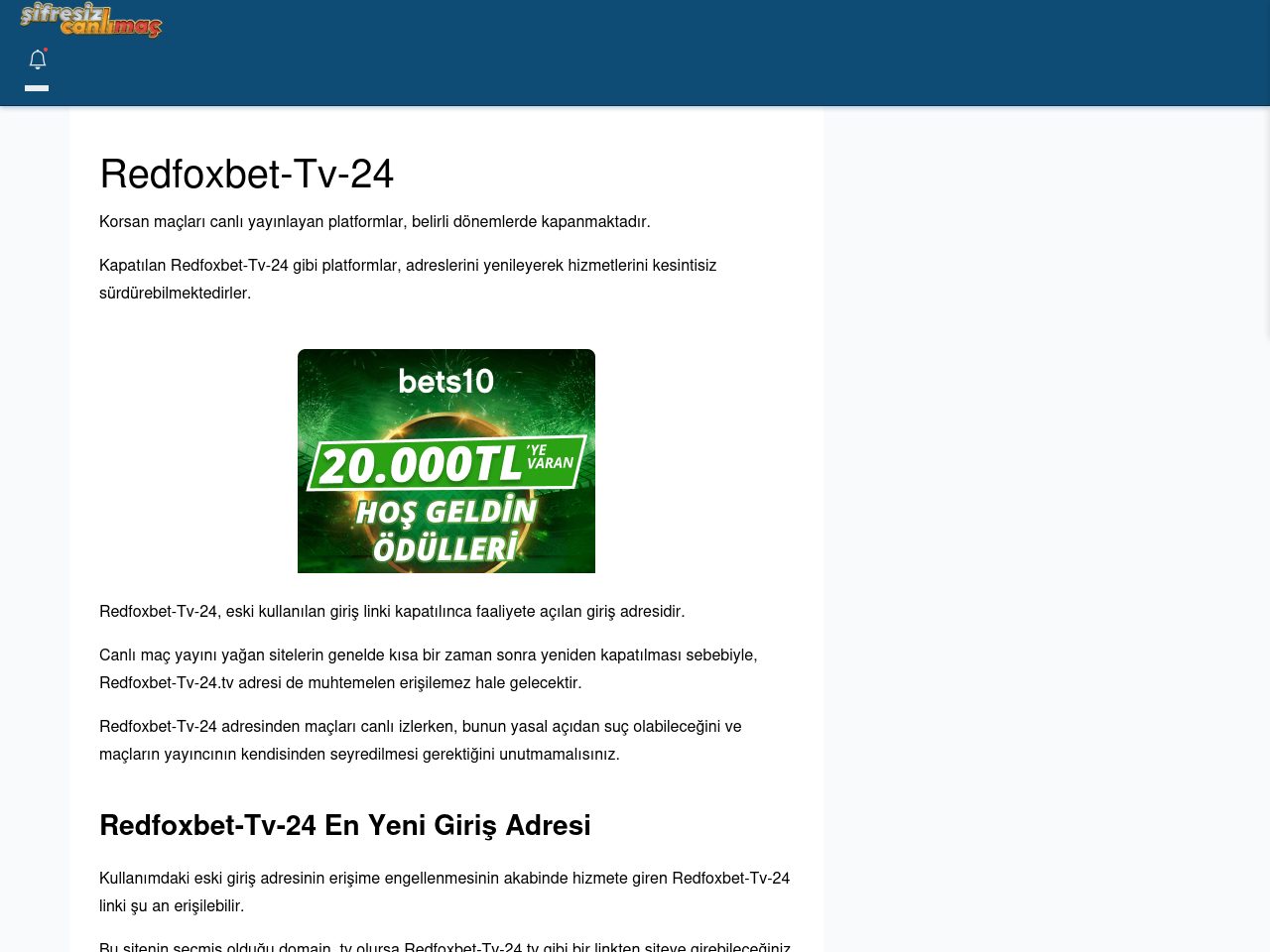 Redfoxbet-Tv-24 Canlı Maç - Şifresiz canlı maç izle