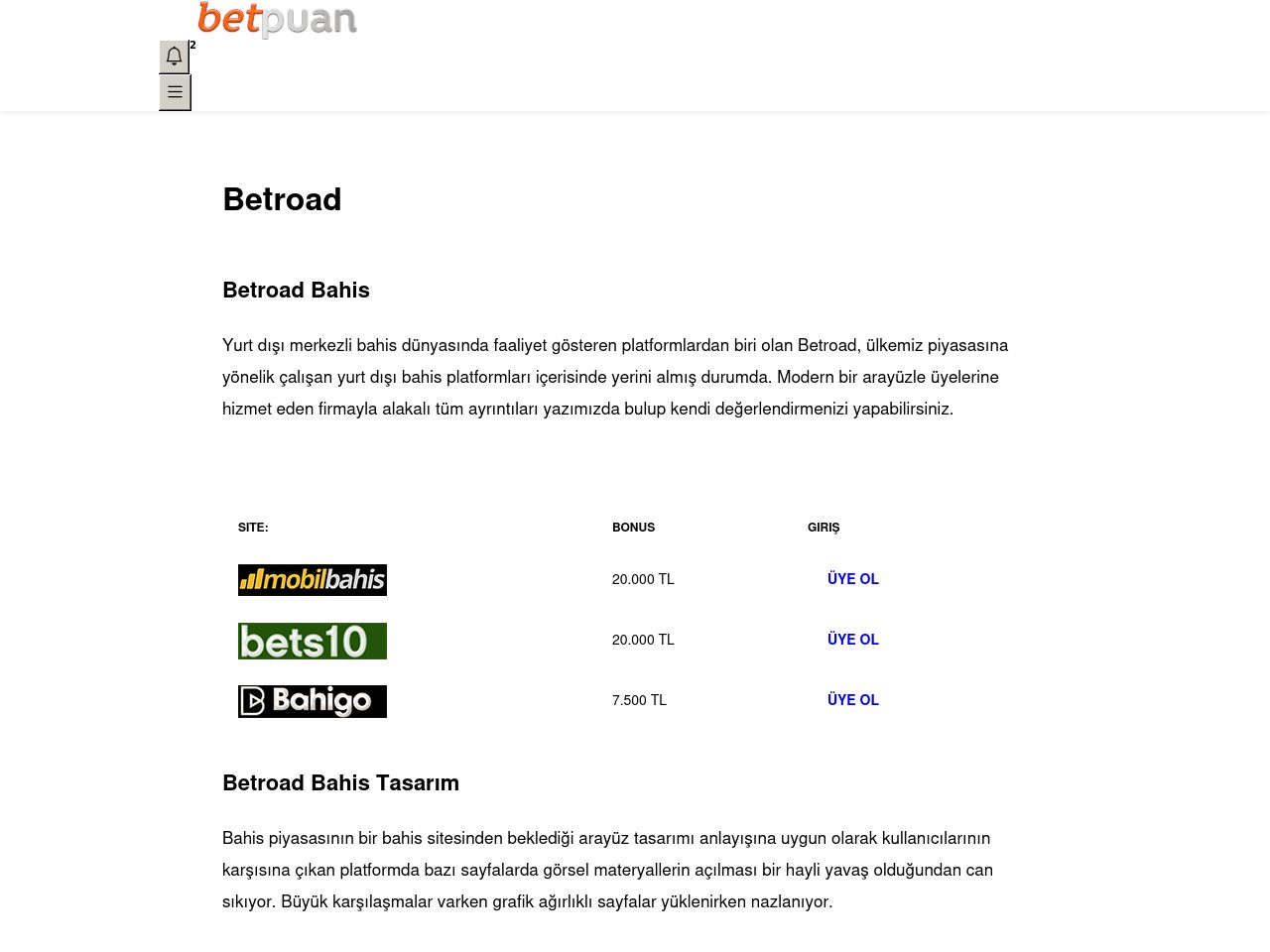 Betroad Bahis Hakkında