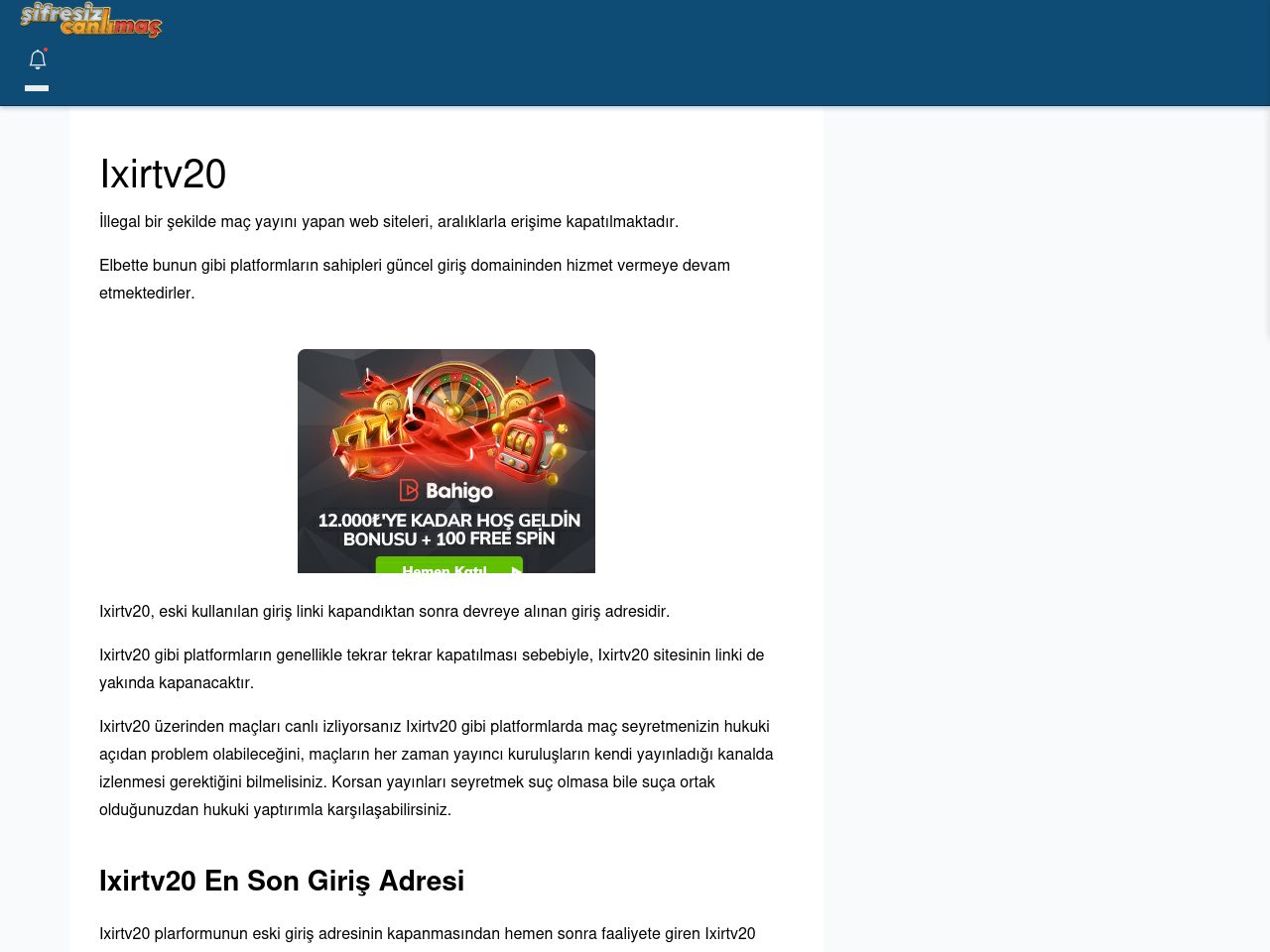 Ixirtv20 Güncel Giriş - Şifresiz canlı maç izle