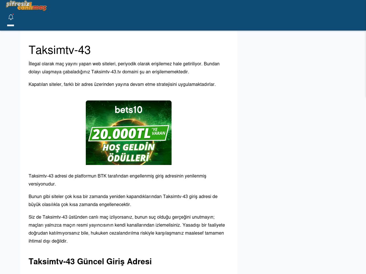 Taksimtv-43 Maç İzle - Şifresiz canlı maç izle