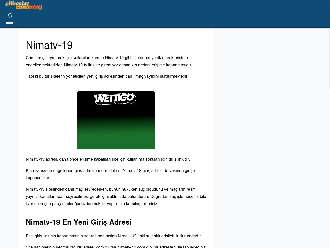 Nimatv-19 Güncel Giriş - Şifresiz canlı maç izle