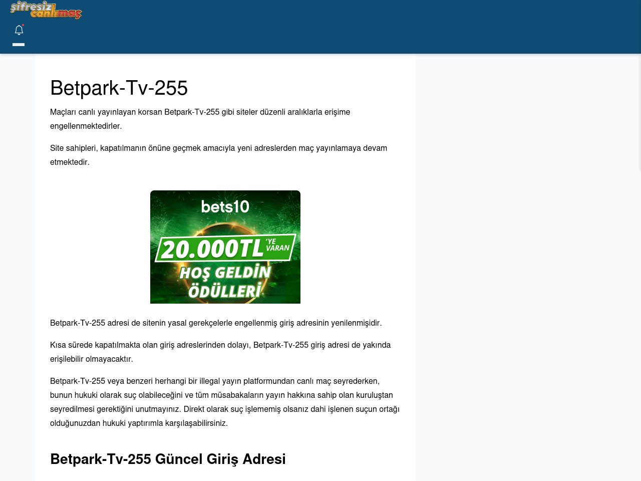 Betpark-Tv-255 Güncel Giriş - Şifresiz canlı maç izle