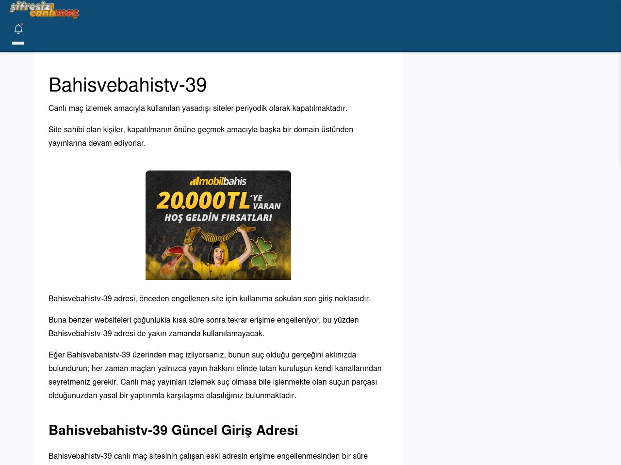 Bahisvebahistv-39 Maç İzle - Şifresiz canlı maç izle