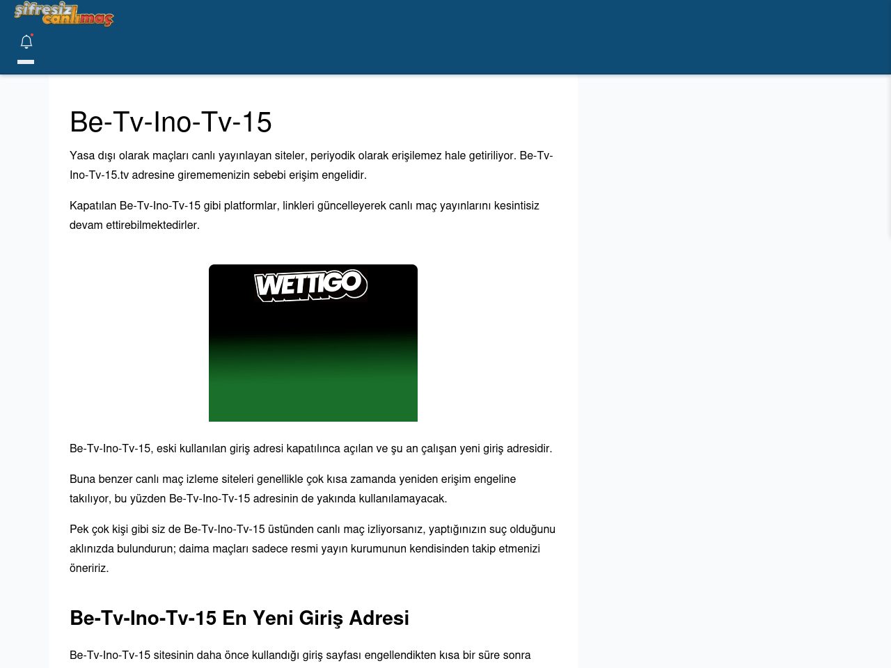 Be-Tv-Ino-Tv-15 Canlı Maç - Şifresiz canlı maç izle