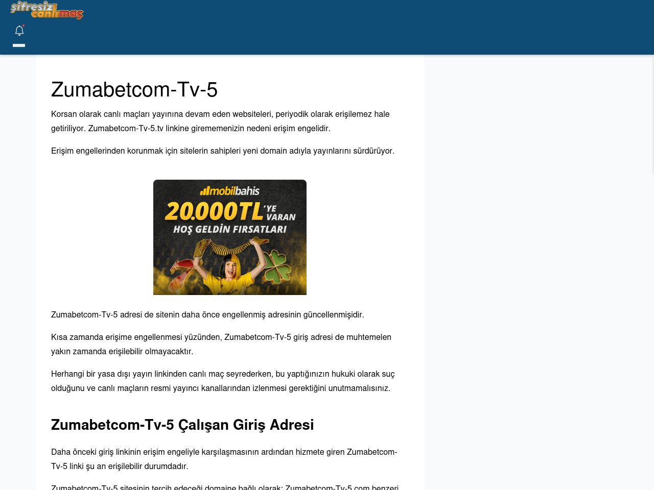 Zumabetcom-Tv-5 Güncel Giriş - Şifresiz canlı maç izle