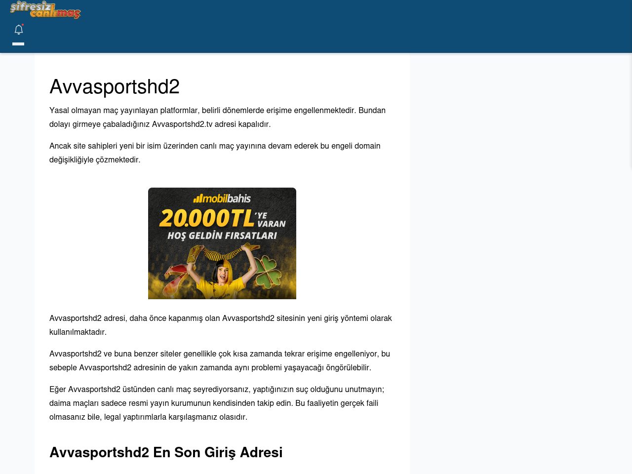 Avvasportshd2 Canlı Maç İzle - Şifresiz canlı maç izle