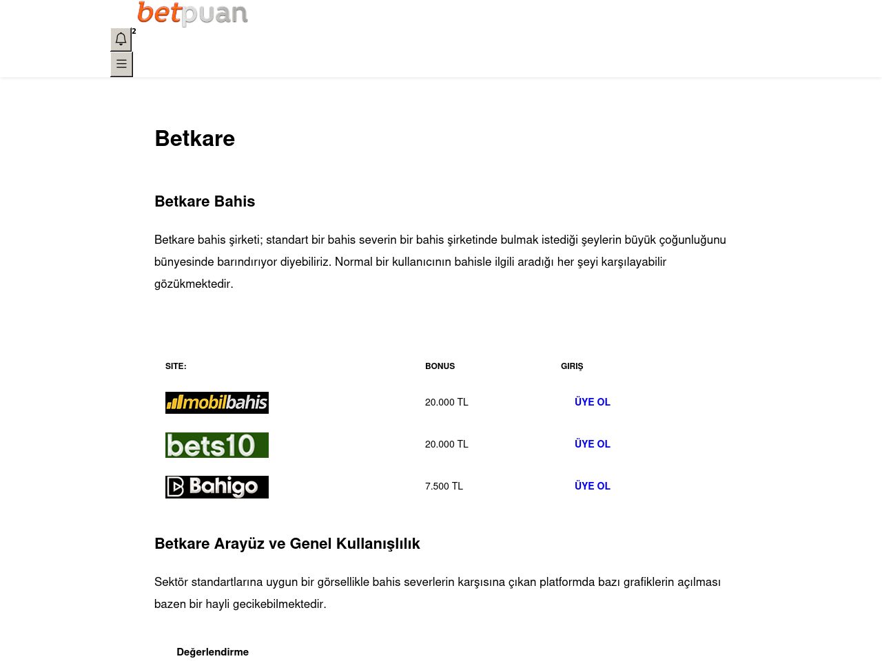 Betkare Bahis Ayrıntılı İnceleme