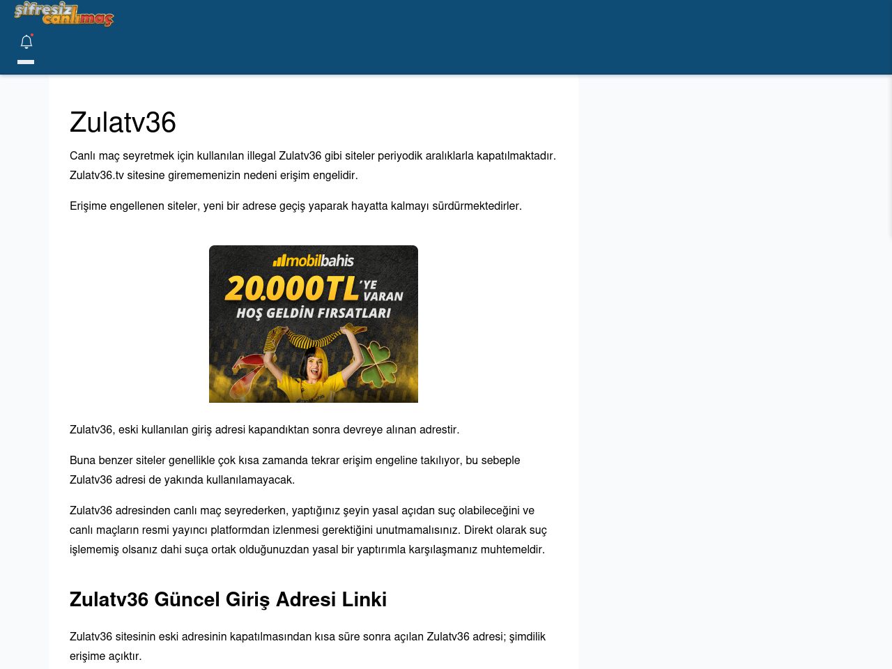 Zulatv36 Giriş Linki - Şifresiz canlı maç izle