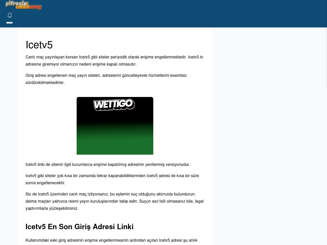 Icetv5 Güncel Giriş - Şifresiz canlı maç izle