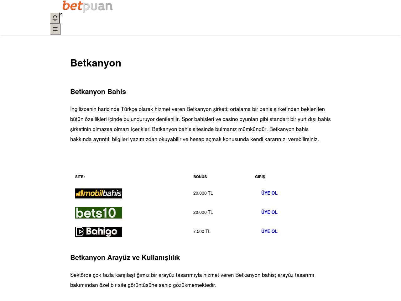 Betkanyon Bahis