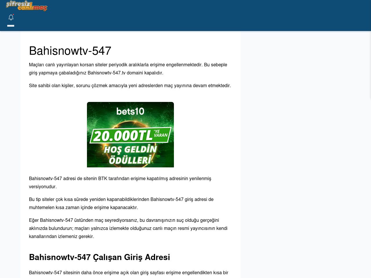 Bahisnowtv-547 Maç İzle - Şifresiz canlı maç izle