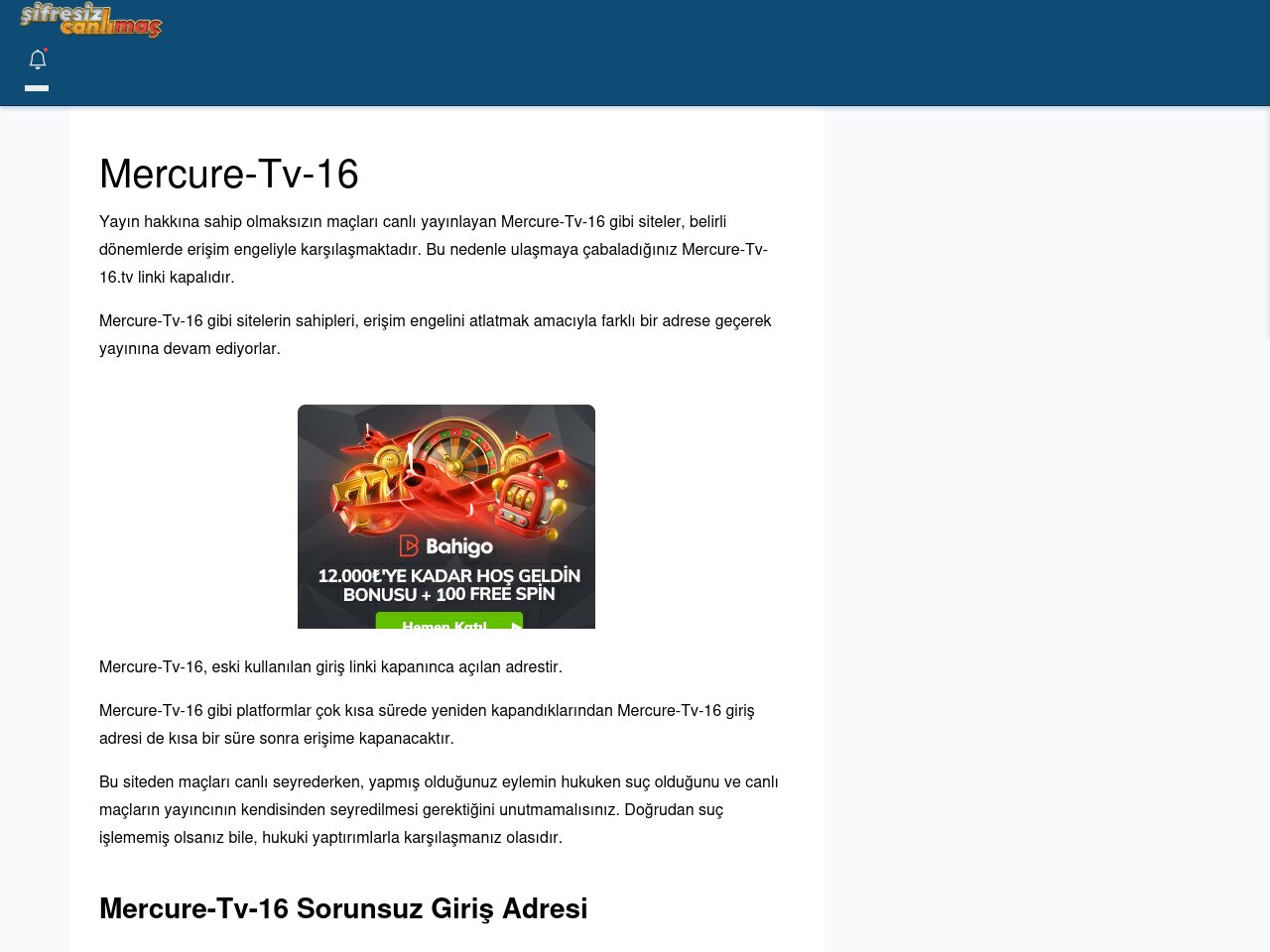 Mercure-Tv-16 Maç İzle - Şifresiz canlı maç izle