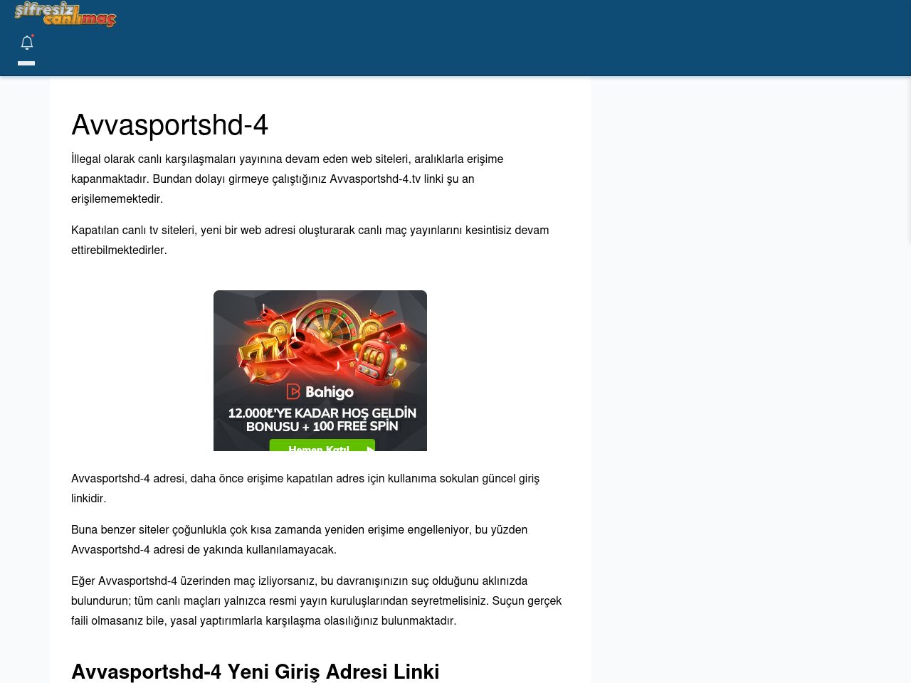 Avvasportshd-4 Maç İzle - Şifresiz canlı maç izle