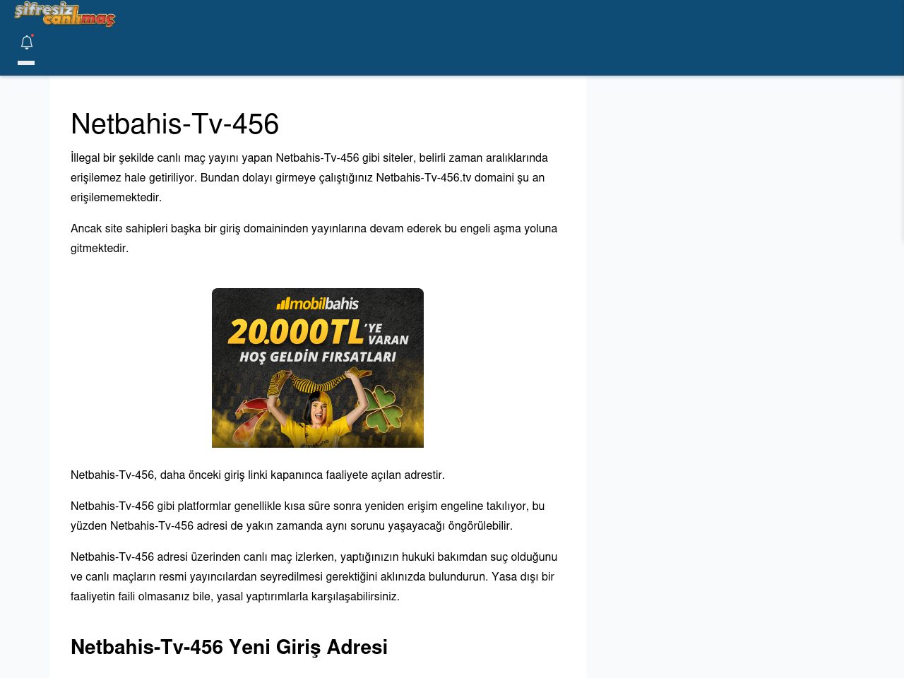 Netbahis-Tv-456 Giriş Linki - Şifresiz canlı maç izle