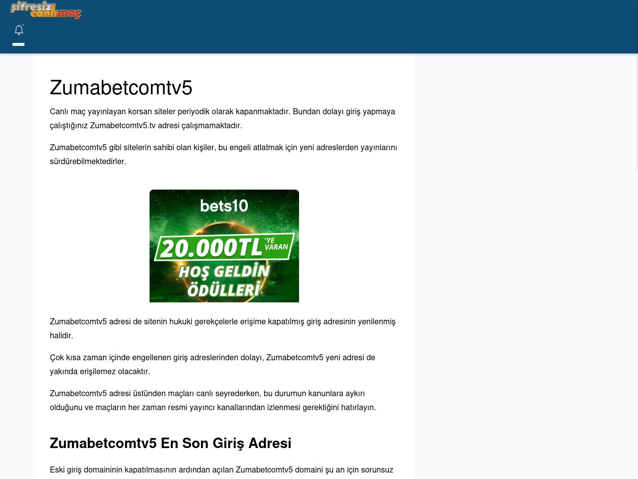 Zumabetcomtv5 Canlı Maç İzle - Şifresiz canlı maç izle