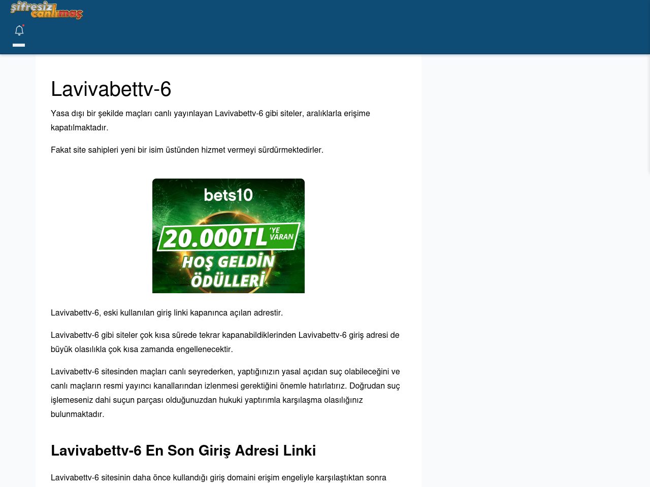 Lavivabettv-6 Güncel Giriş - Şifresiz canlı maç izle