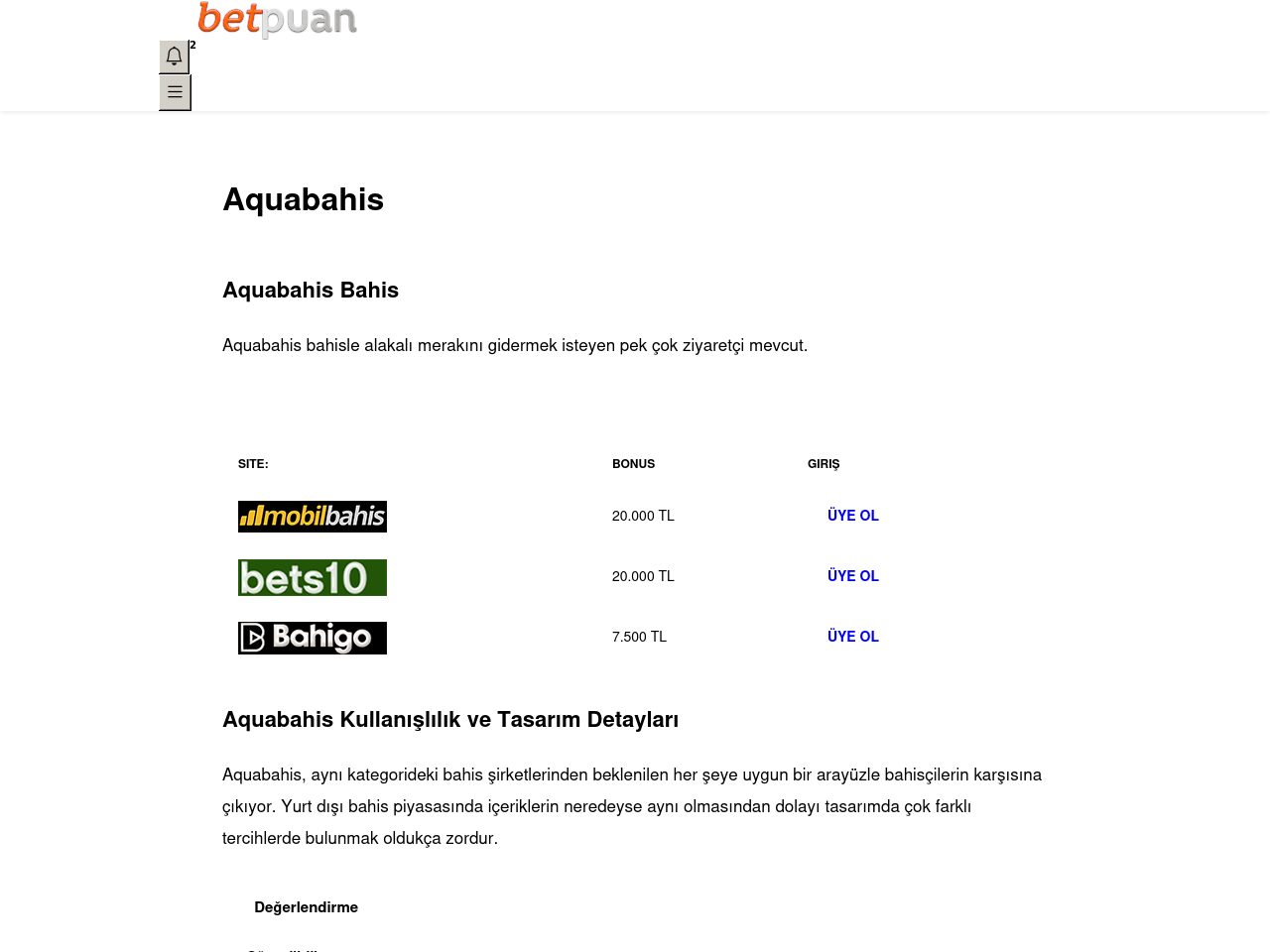 Aquabahis Bahis