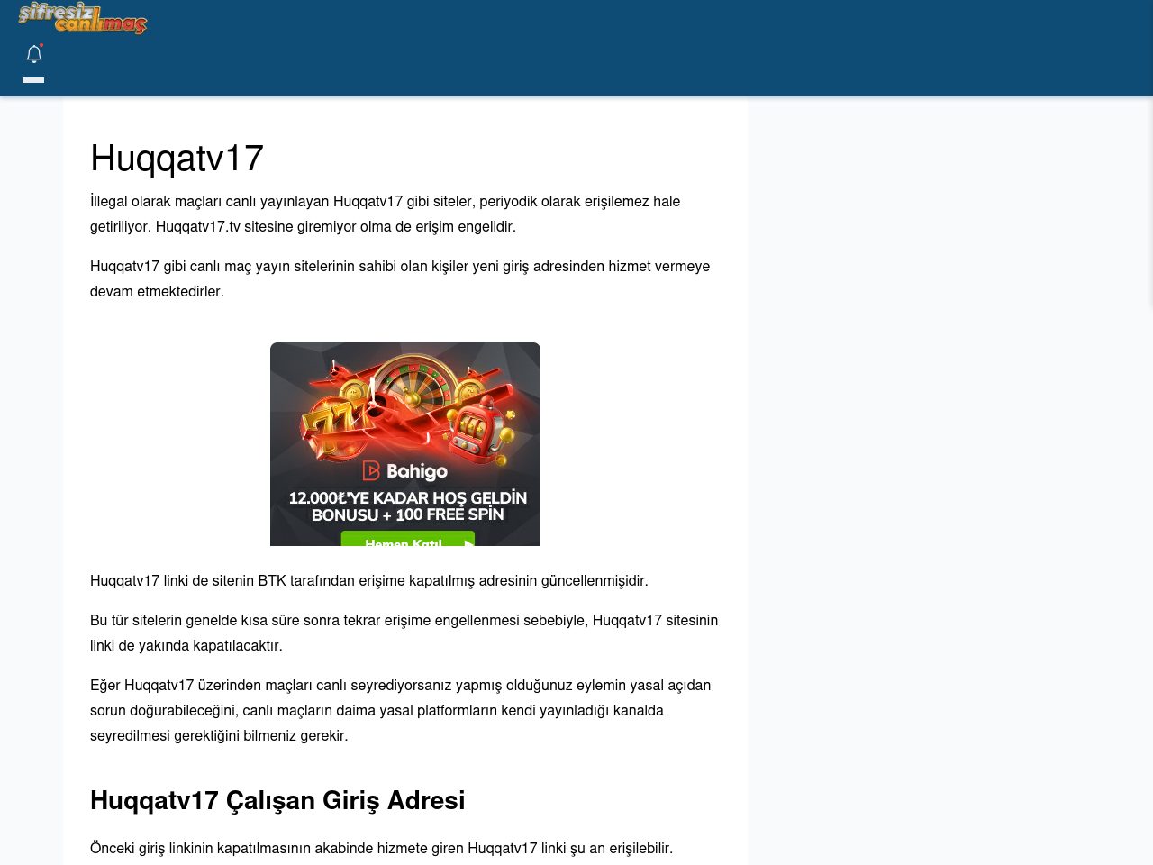 Huqqatv17 Maç İzle - Şifresiz canlı maç izle