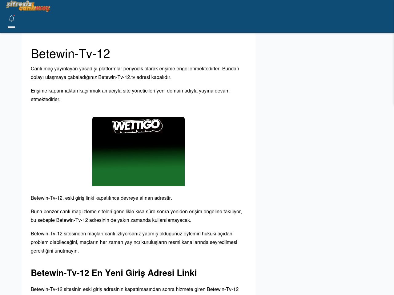 Betewin-Tv-12 Güncel Giriş - Şifresiz canlı maç izle