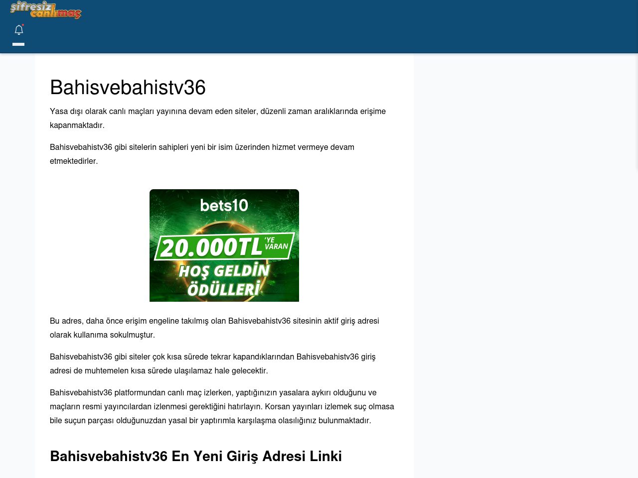 Bahisvebahistv36 Canlı Maç İzle - Şifresiz canlı maç izle