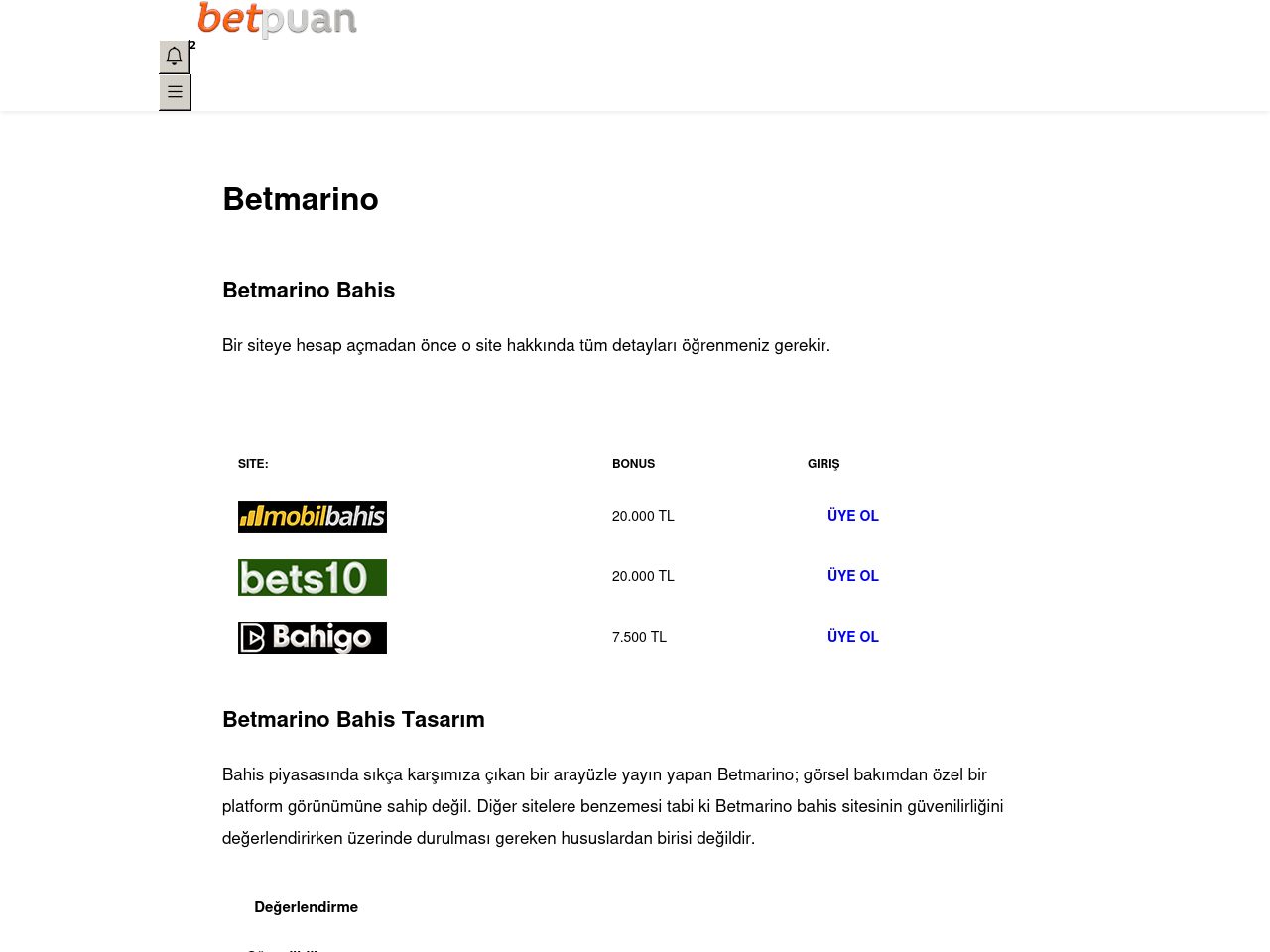 Betmarino Bahis Analiz ve İnceleme
