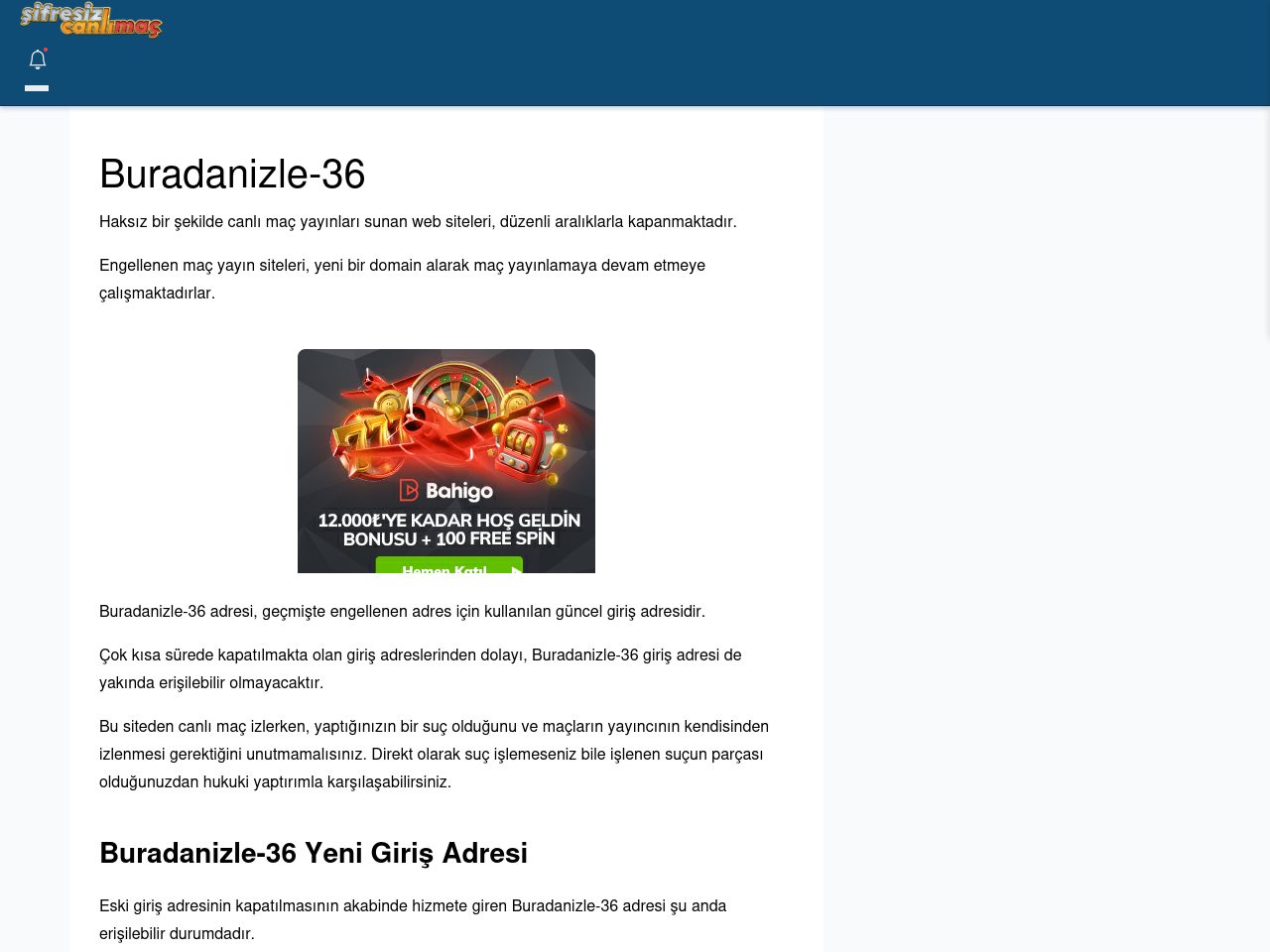 Buradanizle-36 Güncel Giriş - Şifresiz canlı maç izle