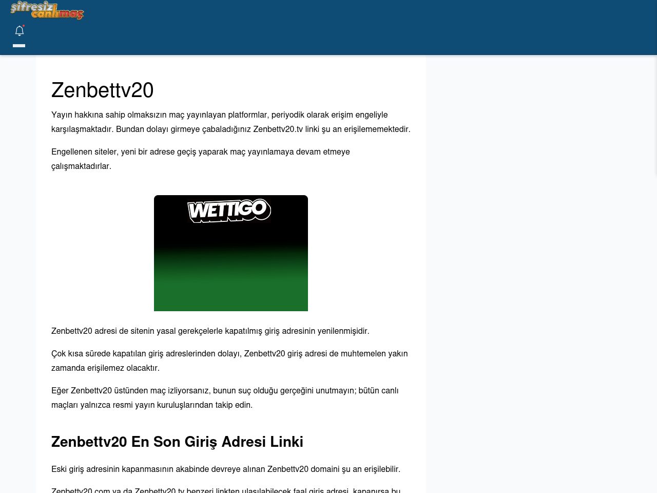 Zenbettv20 Güncel Giriş - Şifresiz canlı maç izle