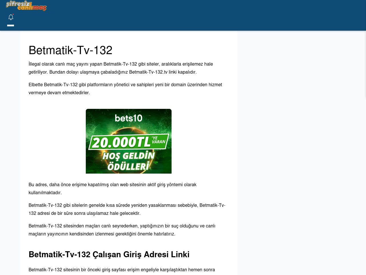 Betmatik-Tv-132 Canlı Maç - Şifresiz canlı maç izle