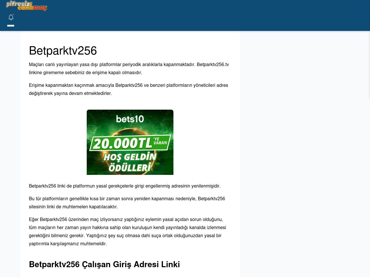 Betparktv256 Güncel Giriş - Şifresiz canlı maç izle