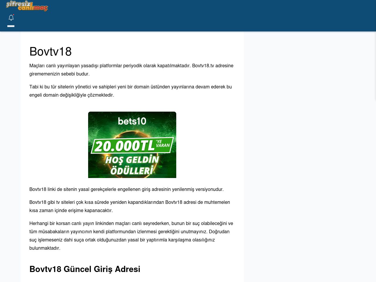 Bovtv18 Canlı Maç - Şifresiz canlı maç izle