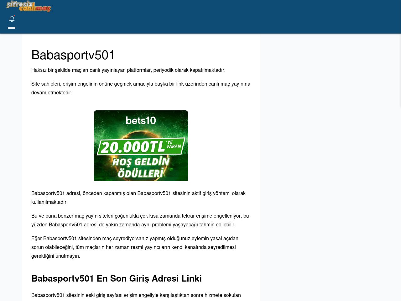 Babasportv501 Maç İzle - Şifresiz canlı maç izle