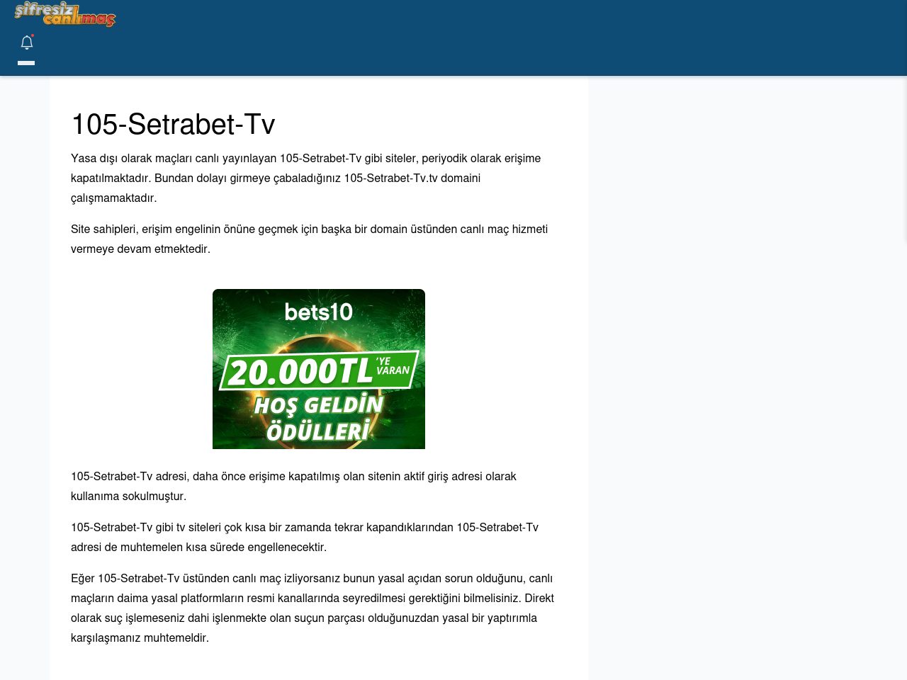 105-Setrabet-Tv Giriş Linki - Şifresiz canlı maç izle