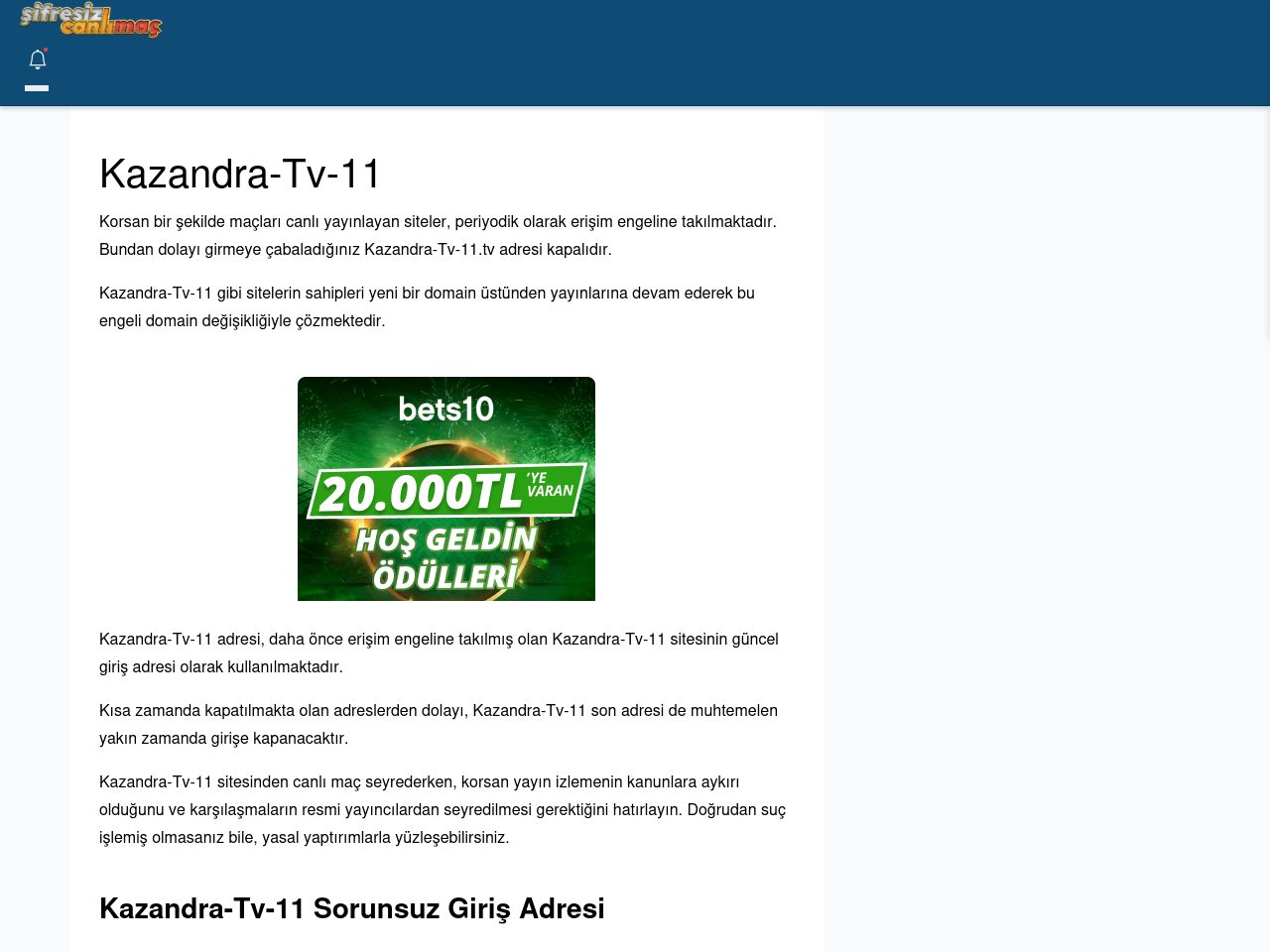 Kazandra-Tv-11 Maç İzle - Şifresiz canlı maç izle