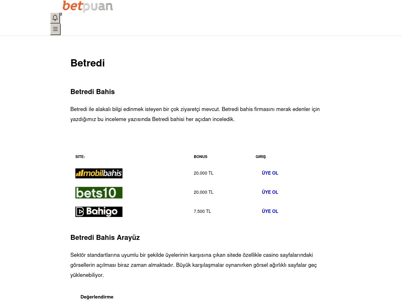 Betredi Bahis İnceleme