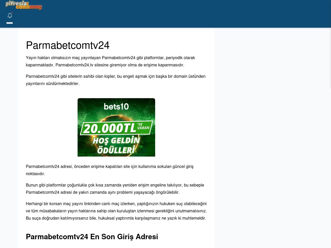 Parmabetcomtv24 Güncel Giriş - Şifresiz canlı maç izle