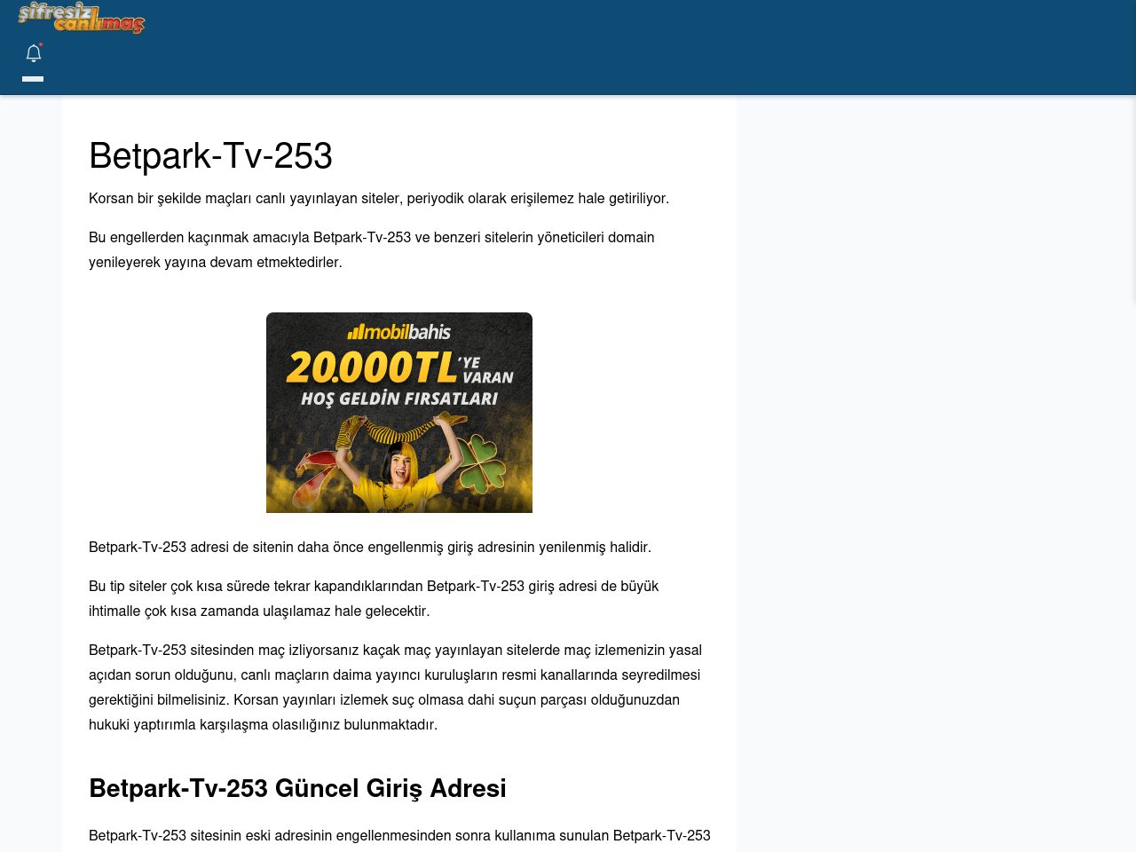 Betpark-Tv-253 Maç İzle - Şifresiz canlı maç izle