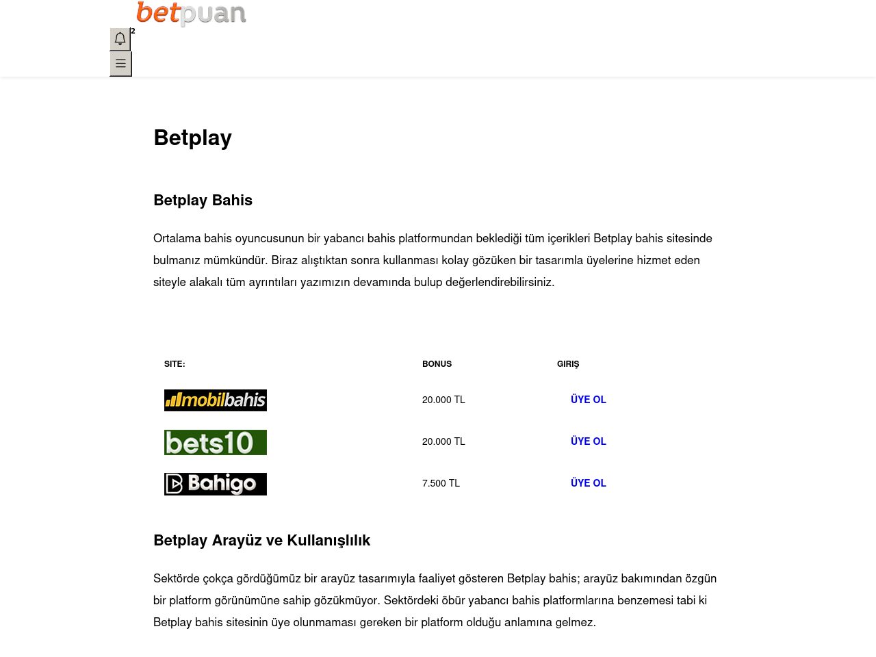 Betplay Bahis