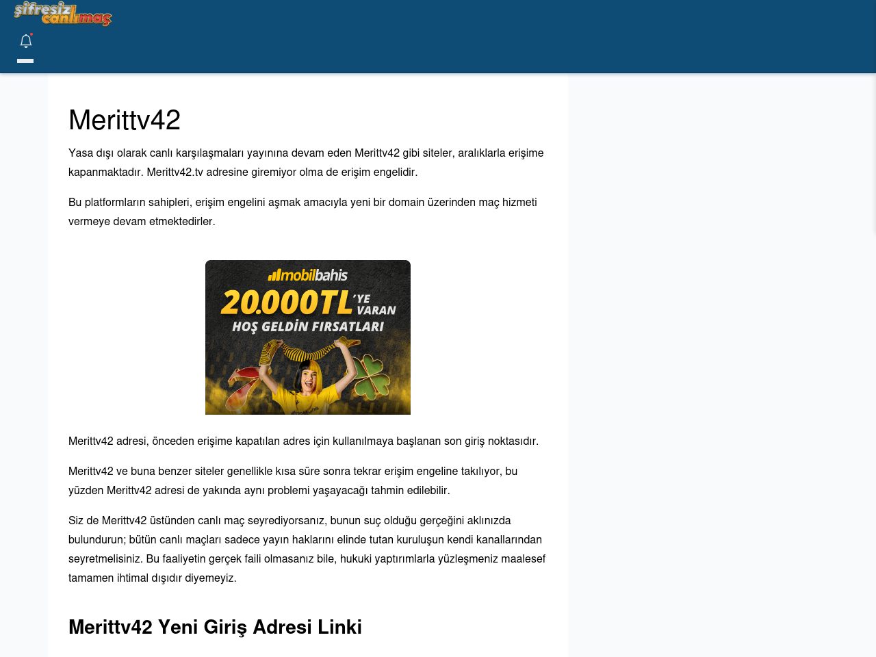 Merittv42 Giriş Linki - Şifresiz canlı maç izle