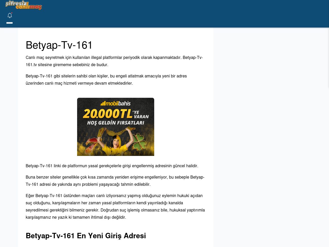 Betyap-Tv-161 Canlı Maç - Şifresiz canlı maç izle