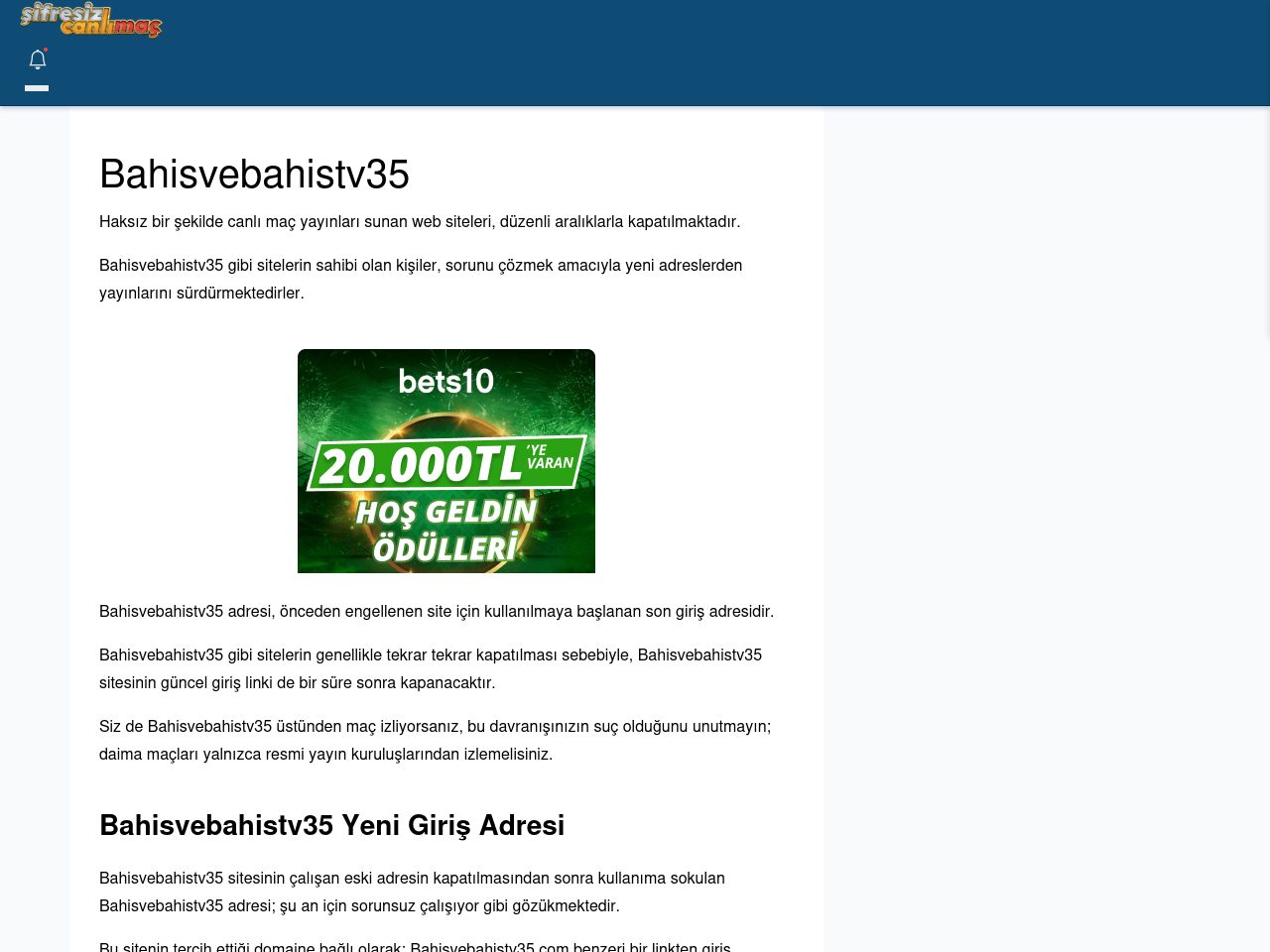 Bahisvebahistv35 Canlı Maç - Şifresiz canlı maç izle