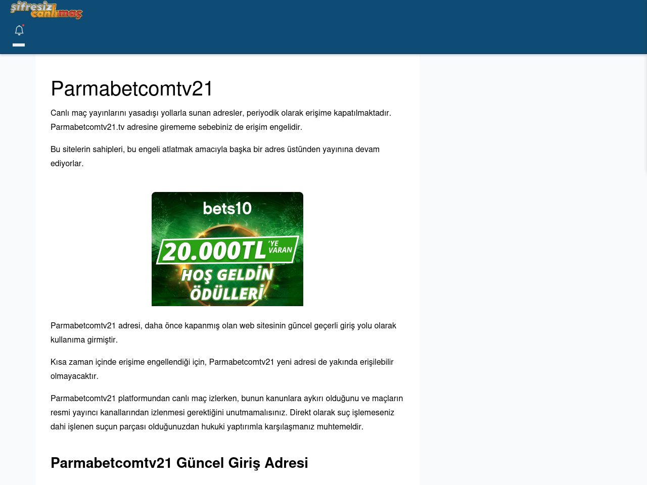 Parmabetcomtv21 Güncel Giriş - Şifresiz canlı maç izle