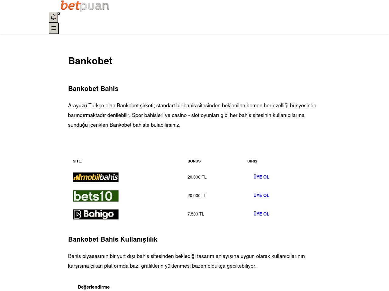 Bankobet Bahis Hakkında